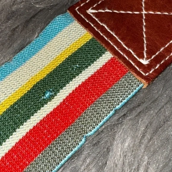 EUC Fossil Stretch Rainbow Fabric and Leather Belt Wide Size Medium - Picture 5 of 8
